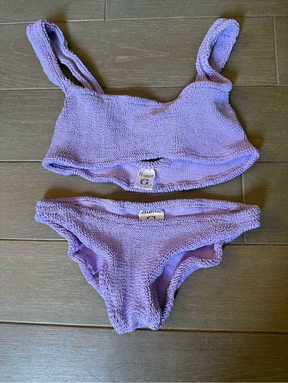 Hunza G Pastel Lilac Textured Two-Piece Swim Set